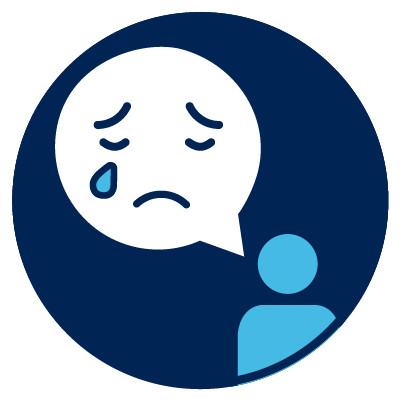 A person with someone crying in a speech bubble above them.