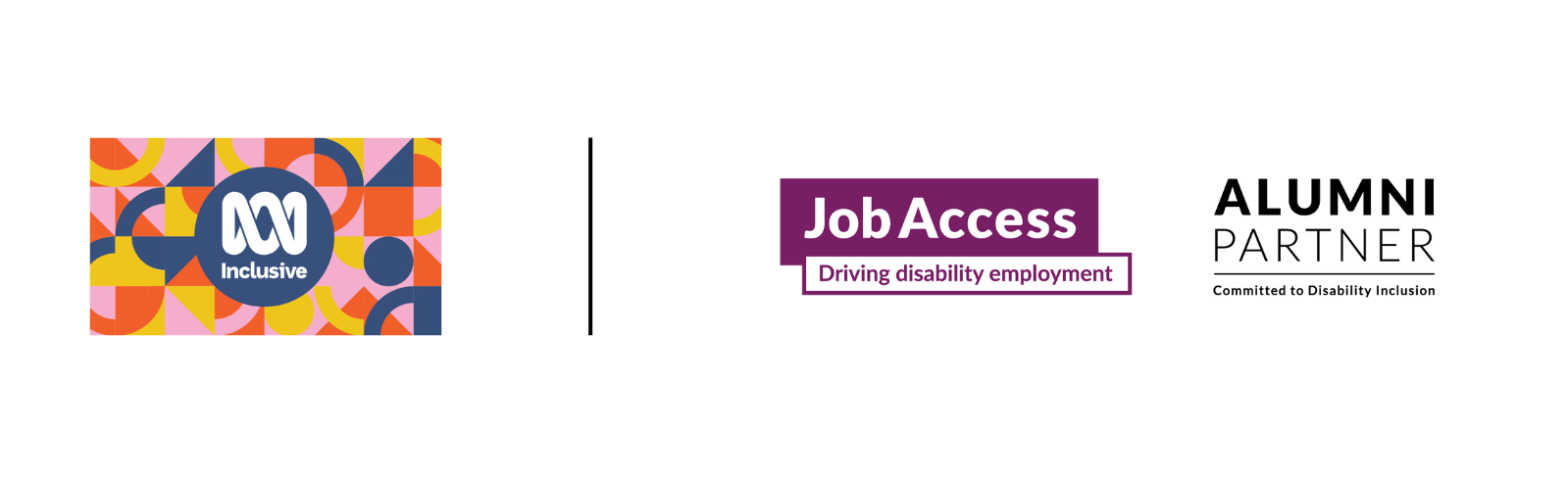  ABC Inclusive logo on the left and the JobAccess Alumni Partner logo on the right.